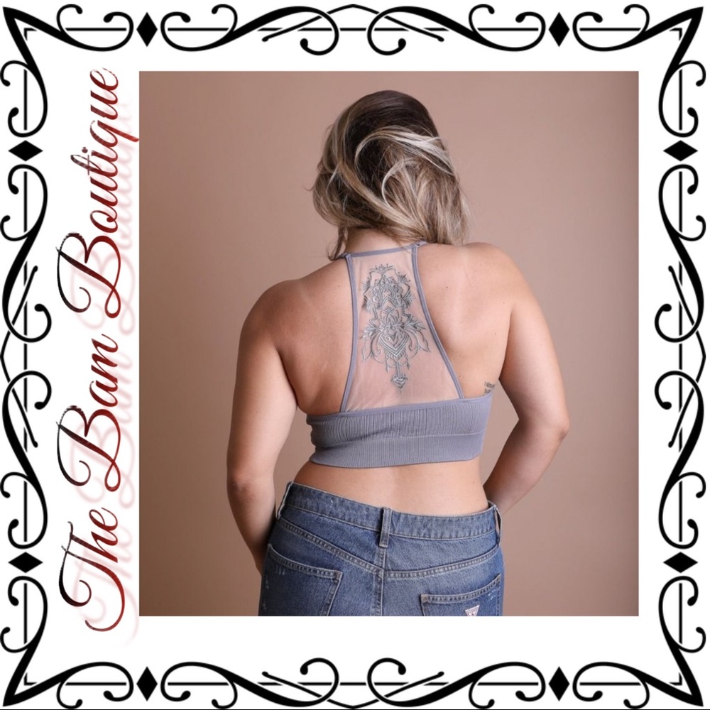 Plus Size Tattoo Mesh Racerback Bralette